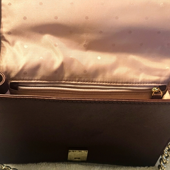 New Kate Spade Reese Park Marci Cherry Leather Quilted Chevron Flap Chain Purse - Picture 7 of 8